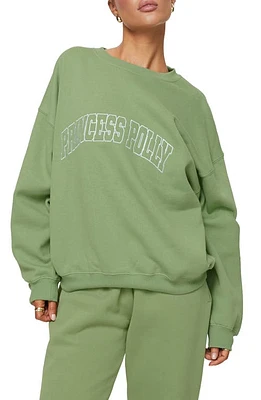 Princess Polly Oversize Logo Sweatshirt Green at Nordstrom,