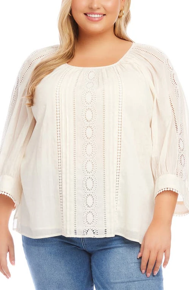 Karen Kane Lace Inset Top in Cream at Nordstrom, Size 3X