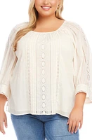 Karen Kane Lace Inset Top in Cream at Nordstrom, Size 3X