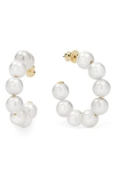 Melinda Maria Life's A Ball Imitation Pearl Hoop Earrings in White Pearl/Gold at Nordstrom