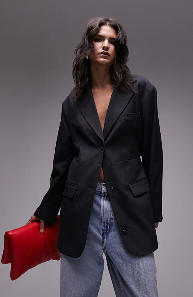 Topshop Rip & Repair Oversize Blazer Grey at Nordstrom, Us