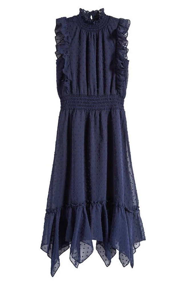 Ava & Yelly Kids' Clip Dot Hankey Maxi Dress Navy at Nordstrom,