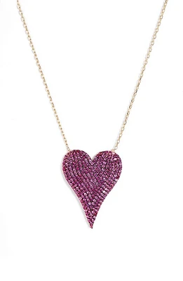 SHYMI Pavé Heart Pendant Necklace in Gold/Dark Pink at Nordstrom, Size 18