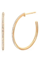 EF Collection Half Diamond Hoop Earrings in Yellow Gold at Nordstrom