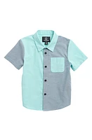 Volcom Kids' Satostone Colorblock Short Sleeve Stretch Button-Up Shirt Crete Blue at Nordstrom,