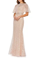 Mac Duggal Rhinestone Lace Mermaid Gown Blush at Nordstrom,