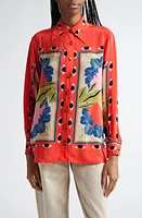 FARM Rio Surreal Scarf Print Button-Up Shirt Sand at Nordstrom,