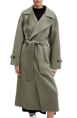 MANGO Belted Wool Blend Coat Khaki at Nordstrom,