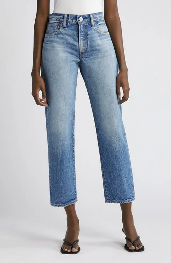 MOUSSY Maplecrest Crop Straight Leg Jeans Blue at Nordstrom,