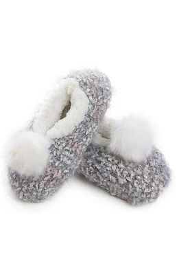 MeMoi Faux Fur Pompom Shearling Lined Slipper Socks Pastel Grey at Nordstrom,