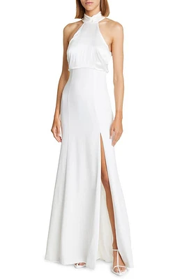 Cinq à Sept Alexandra Halter Neck Gown in Ivory at Nordstrom, Size 8