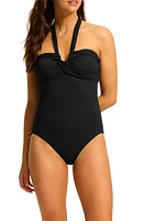 Seafolly Collective Halter One-Piece Swimsuit in Black at Nordstrom, Size 4 Us