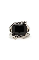 Alexander McQueen Men's Snake & Skull Crystal Ring in Jet Sw/Sthreem at Nordstrom, Size 9 Us