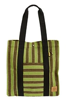 GOODEE Efi Bassi Cotton Canvas Market Tote in Green And Mimosa Stripe at Nordstrom