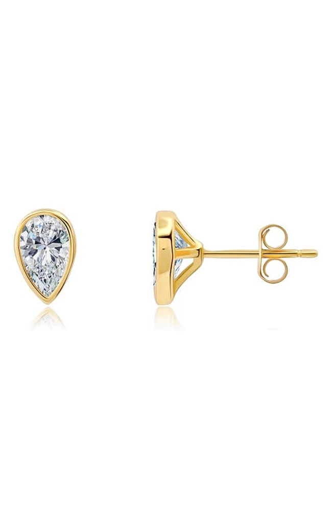 Crislu Pear Cubic Zirconia Stud Earrings in Gold at Nordstrom