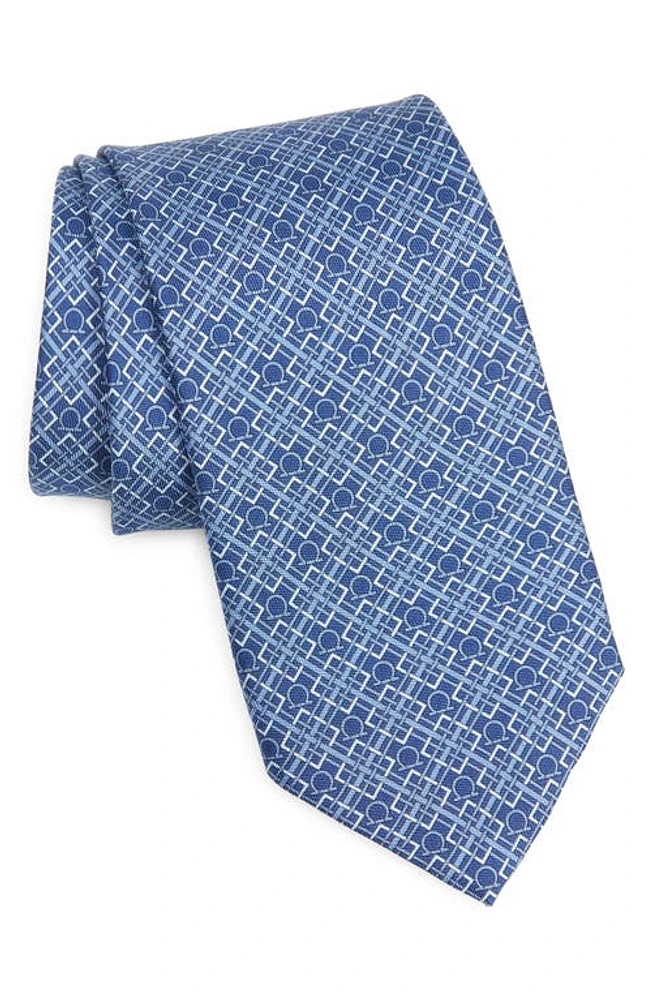 FERRAGAMO Vera Gancio Silk Tie in Blue Scuro at Nordstrom