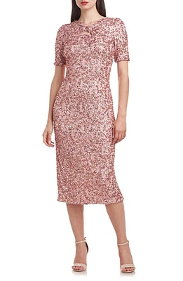 JS Collections Farrah Sequin Short Sleeve Cocktail Dress Blush at Nordstrom,