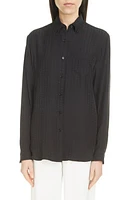 Givenchy Regular Fit Logo Jacquard Button-Down Silk Blouse in Black at Nordstrom, Size 8 Us