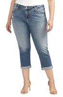 Silver Jeans Co. Elyse Luxe Stretch Distressed Capri Indigo at Nordstrom,