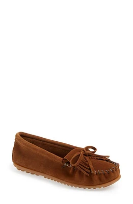 Minnetonka Kilty Suede Driving Shoe Dusty Brown at Nordstrom,