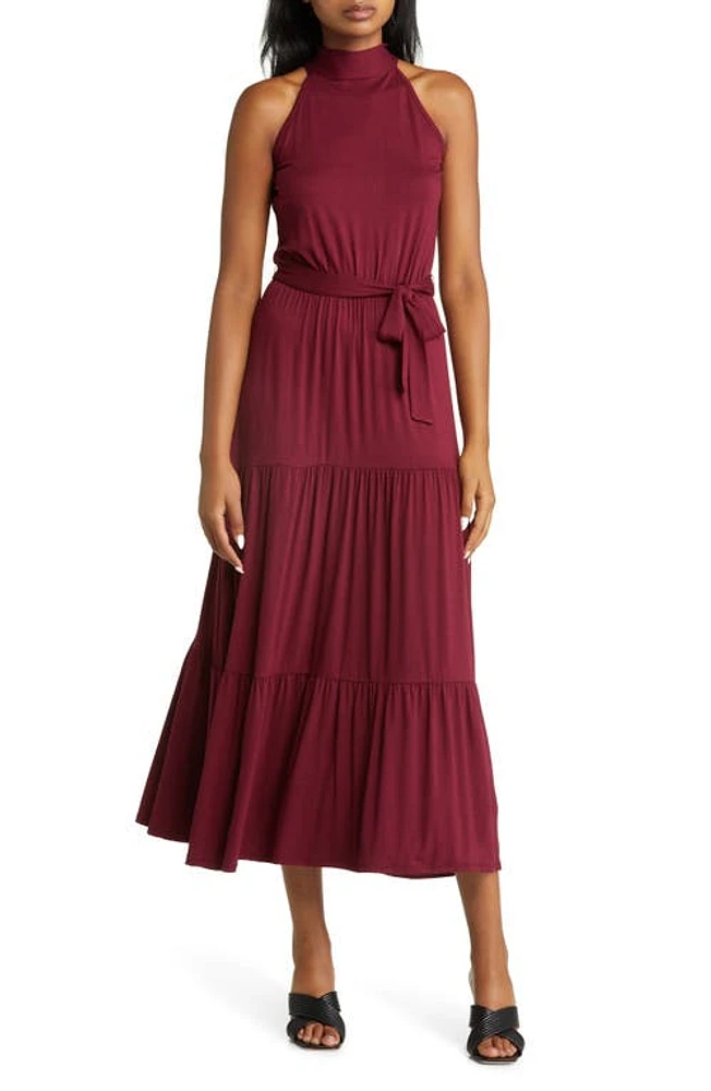 Loveappella Tiered Halter Maxi Dress at Nordstrom,