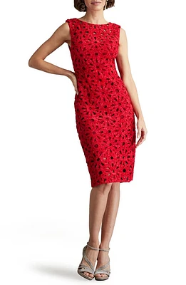 Tadashi Shoji Open Stitch Velvet Sheath Dress Flame at Nordstrom,