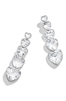 BaubleBar Crystal Heart Drop Earrings in Silver at Nordstrom