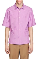 sandro Floral Cotton Short Sleeve Button-Up Shirt at Nordstrom,