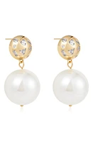 Ettika Cubic Zirconia & Cultured Freshwater Pearl Drop Earrings in Gold at Nordstrom