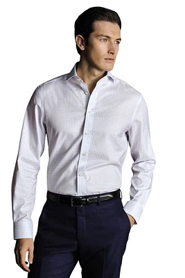 Charles Tyrwhitt Check Non-Iron Twill Cutaway Slim Fit Shirt Single Cuff Lilac Purple at Nordstrom,