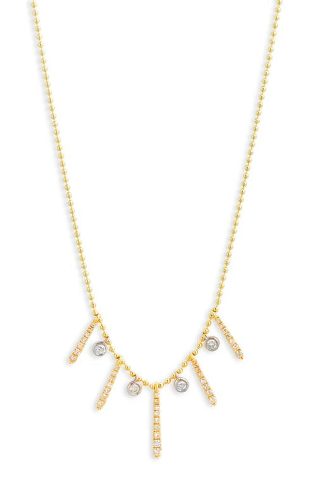 Meira T Diamond Charms Ball Chain Necklace in Two Toned Yellow Gold at Nordstrom, Size 18