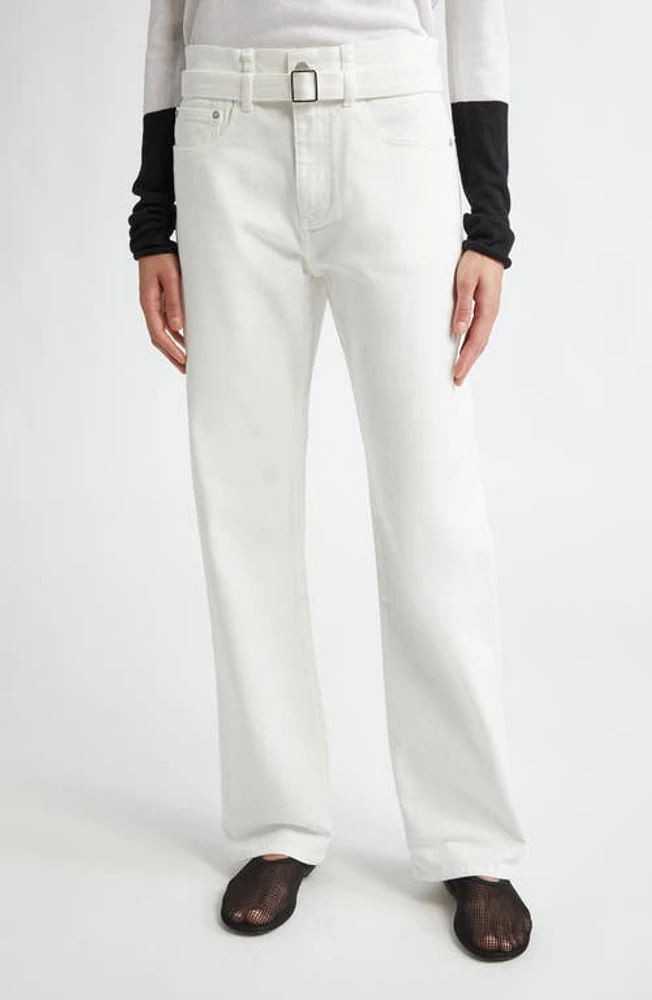 Proenza Schouler Ellsworth Belted Straight Leg Jeans White at Nordstrom,