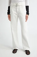 Proenza Schouler Ellsworth Belted Straight Leg Jeans White at Nordstrom,