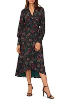 halogen(r) Floral Long Sleeve Wrap Shirtdress June Bug at Nordstrom,