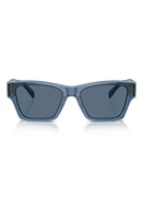 Tory Burch 53mm Rectangular Sunglasses in Dark Blue at Nordstrom