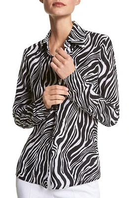 Michael Kors Collection Hansen Zebra Stripe Silk Crepe de Chine Shirt in 061 Brushstroke Small Zebra at Nordstrom, Size 4