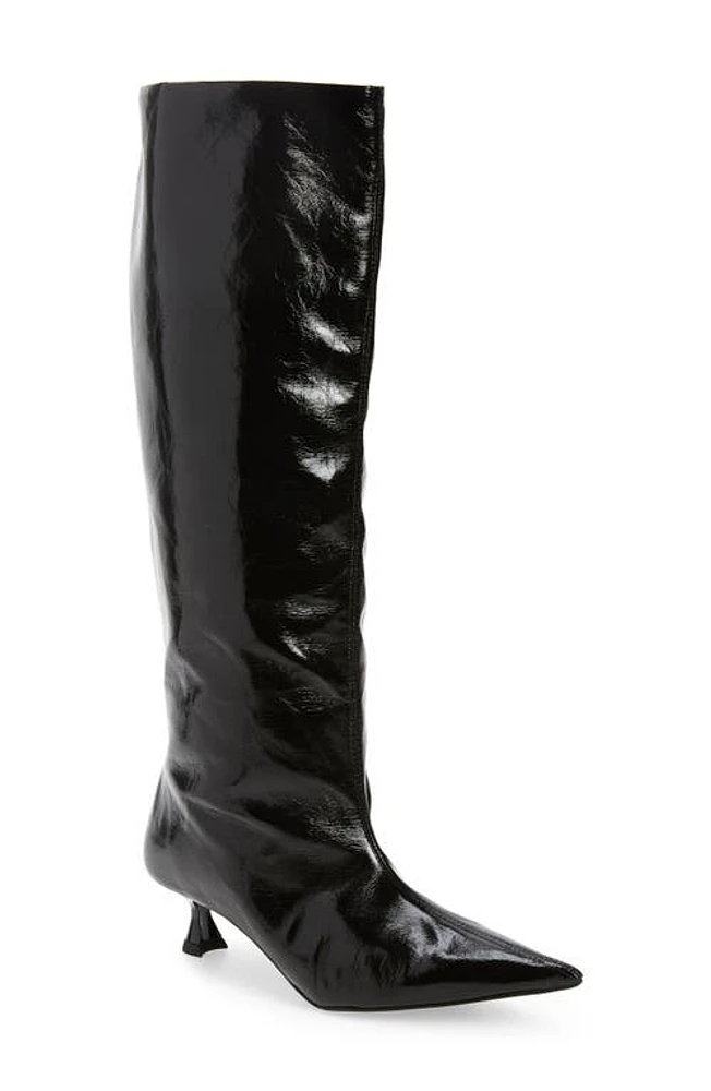 Ganni Slouchy Pointed Toe Knee High Boot Black at Nordstrom,