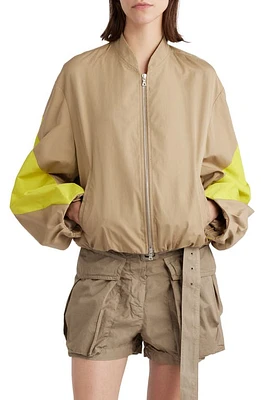 Dries Van Noten Colorblock Cotton Windbreaker Jacket Beige at Nordstrom,