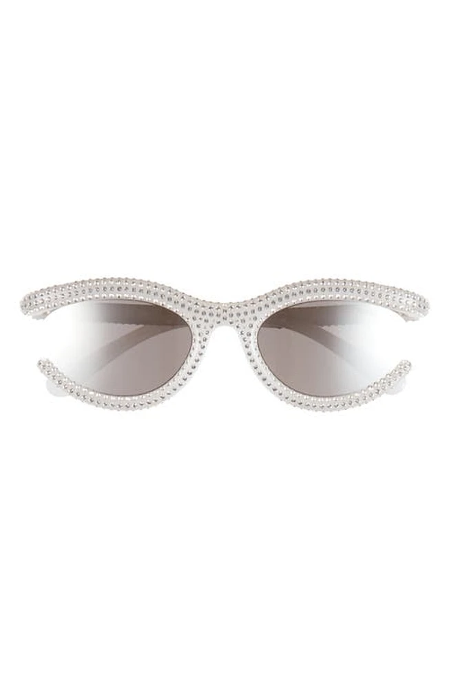 Swarovski 54mm Crystal Oval Sunglasses in Silver Mirror at Nordstrom