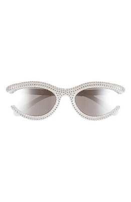 Swarovski 54mm Crystal Oval Sunglasses in Silver Mirror at Nordstrom