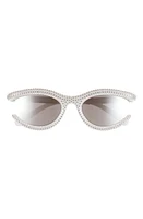 Swarovski 54mm Crystal Oval Sunglasses in Silver Mirror at Nordstrom