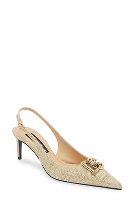 Dolce & Gabbana Lollo Raffia Slingback Pump Light at Nordstrom,