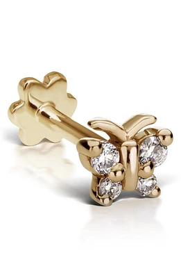 Maria Tash Diamond Butterfly Threaded Stud Earring in Yellow Gold at Nordstrom