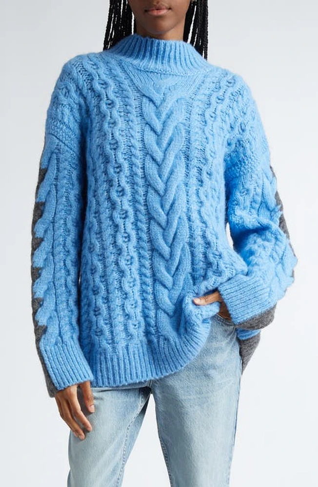 Stella McCartney Colorblocked Cable Knit Sweater Blue Multi at Nordstrom,