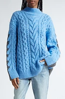 Stella McCartney Colorblocked Cable Knit Sweater Blue Multi at Nordstrom,