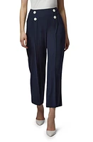 LK Bennett Parker Button Detail Crop Straight Leg Trousers Midnight at Nordstrom,