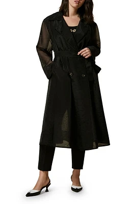 Marina Rinaldi Organza Trench Coat Black at Nordstrom,