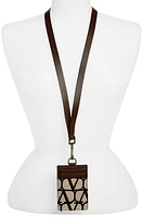 Valentino Garavani VLOGO Toile Lanyard ID Holder in 6Zn Naturale Nero Fondant at Nordstrom