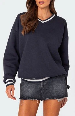 EDIKTED Caryn Oversize Sweatshirt Navy at Nordstrom,