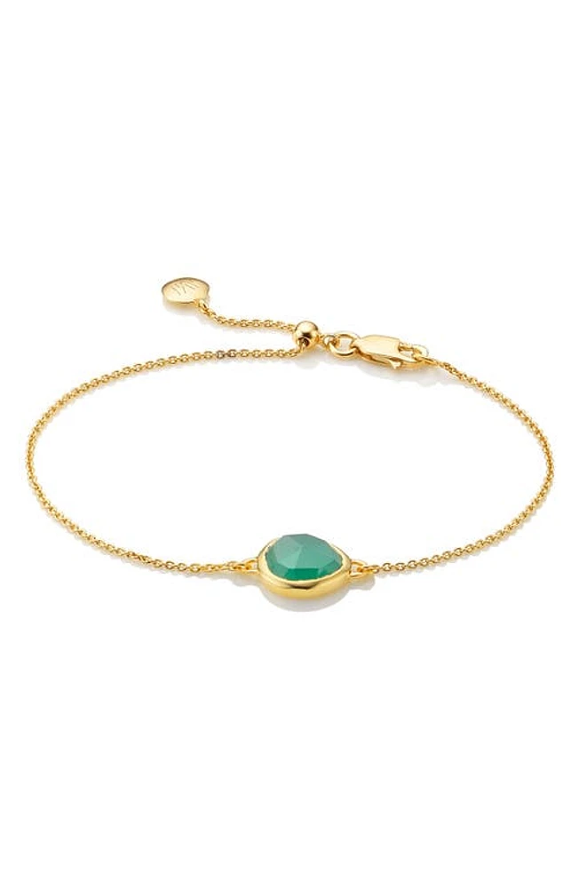 Monica Vinader Mini Siren Fine Chain Bracelet in Green Onyx/Yellow Gold at Nordstrom